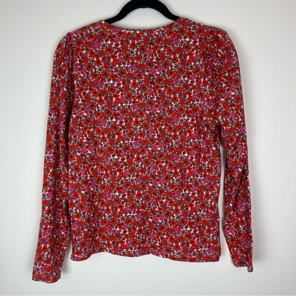 J.CREW Floral High Neck Puff Long Sleeve Top size Small - Picture 4 of 7